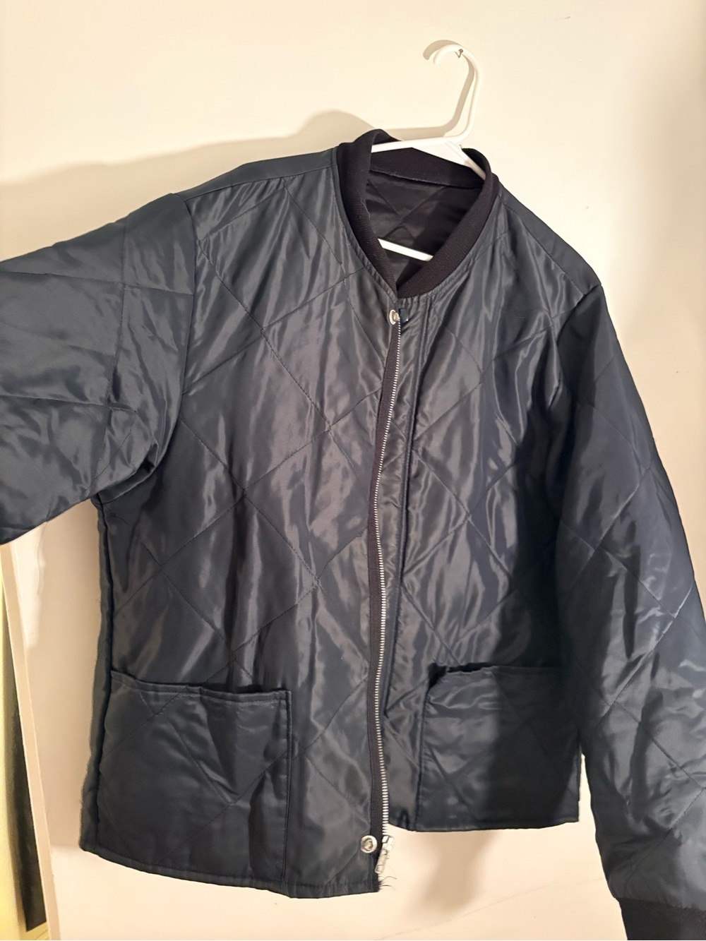 Men's Quilted Navy Bomber Jacket